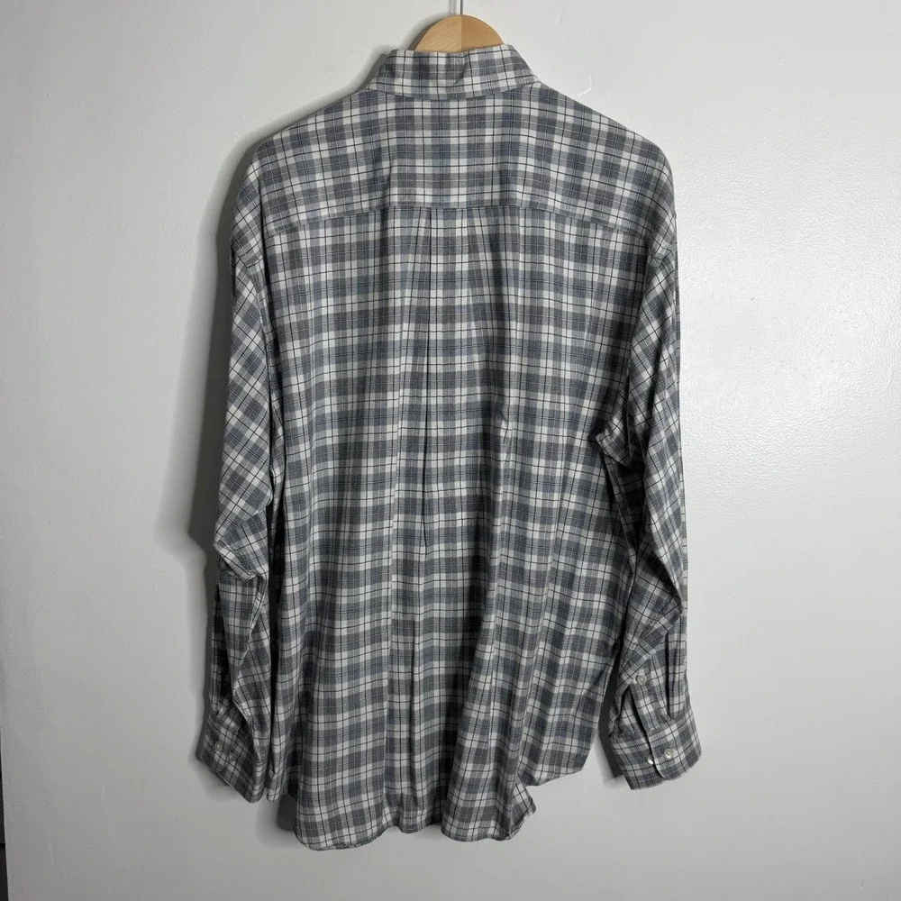 Banana Republic Men Blue White Plaid Large Button Down Shirt Long Sleeve Preppy‎